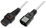 MicroConnect Predlžovací kábel s IEC zámkom C13-C14 biela / Predlžovací kábel / 1,5 m / 230 V / 10 A (MC-C13C14LOCK-1.5MW)