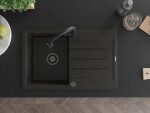 MEXEN/S MEXEN/S - Bruno granitový drez 1 s odkvapkávačom vrátane batérie Elia, čierna/zlatá metalik 6513-75-670101-70-B