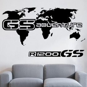 Veselá Stena Samolepka GS Adventure Mapa Farba: černá, Veľkosť: 80 x 47 cm