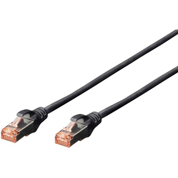 Digitus DK-1644-100/BL RJ45 sieťové káble, prepojovacie káble CAT 6 S/FTP 10.00 m čierna bez halogénov, krútené páry, s ochranou, samozhášavý 1 ks; DK-1644-100/BL
