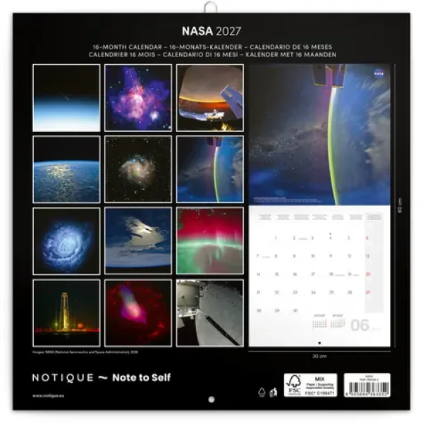 NOTIQUE Mriežkový kalendár NASA 2027 / 30 × 30 cm