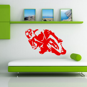 Veselá Stena Samolepka Motorkár Farba: červená, Veľkosť: 80 x 53 cm