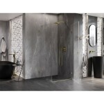 MEXEN/S - Lunar-B L sprchový kút dvere krídlové pravá 90 x 90, transparent, zlato kartáčovaná 832L-090-090-55-00-P