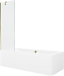 MEXEN/S - Cube obdĺžniková vaňa 180 x 80 cm s panelom + vaňová zástena 60, transparent, zlatá 550518080X9506000050