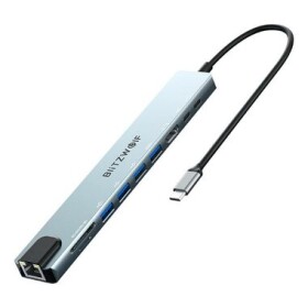 Blitzwolf BW-TH5 Dokovacia stanica strieborná / 2x USB / USB-C / RJ45 / SD karta (BW-TH5 10in1)