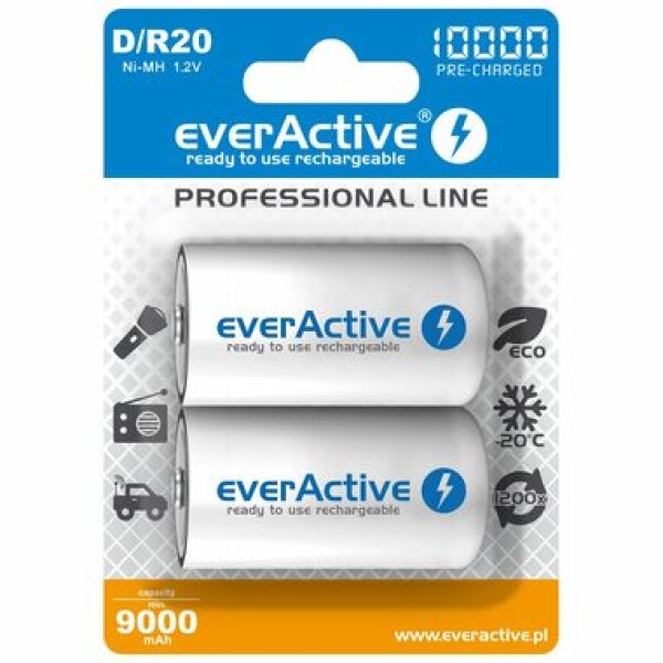 EverActive Professional Line nabíjacia batéria D (R20) 10000 mAh 2ks / Ni-MH (EVHRL20-10000)