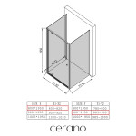 CERANO - Třístěnný sprchový kout Ferri U L/P - 6 mm - černá matná, transparentní sklo - 80x90x195 - pivotový CER-8050BD7855