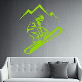 Veselá Stena Samolepka Snowboardista Farba: zelená, Veľkosť: 60 x 69 cm