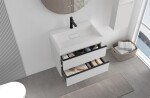 CERANO - Kúpeľňová skrinka Velora - biela matná, úchytka čierna + umývadlo z lit. mramoru s otvorom Vita - biela lesklá - 70x63x46,5 CER-8050BD83873