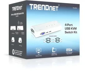 Trendnet KVM Switch Kit modrá / KVM switch / 4- Port / USB / VGA / max. 2048x1536 (TK-407K)