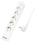 LogiLink Predlžovací prívod 5 zásuviek biela / Predlžovací prívod / 2x USB / 1,5 m / 16 A (LPS249U)