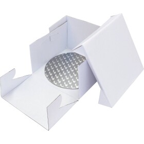 Podložka na dort strieborná kruh priemer 30,5 cm + krabica na tortu - PME - PME