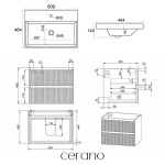 CERANO - Kúpeľňová skrinka Carole - keramické umývadlo Viano - biela matná ryhovaná - 60,9x62,5x46,5 CER-941487