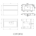 CERANO - Kúpeľňová skrinka Velora - biela matná, úchytka zlatá + keramické umývadlo Novo - biela lesklá - 81x54,5x46,5 CER-979886