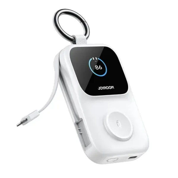 Joyroom JR-W19 biela / Powerbanka / 5000 mAh / 1x USB-C / 1x Lightning + 1x USB-C kábel / bezdrôtové nabíjanie (6956116781507)