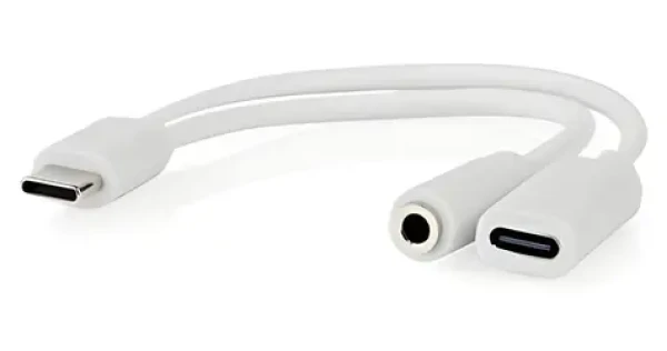 Nedis CCGB64922WT01 / Adaptér USB-C / USB-C + 3,5 mm jack / 0,1 m (CCGB64922WT01)