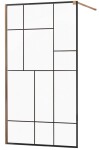 MEXEN/S - KIOTO Sprchová zástena WALK-IN 90x200 cm 8 mm, růžové zlato, čierny vzor 2 800-090-101-60-78