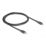 DeLock šedá / Dátový a nabíjací kábel / USB-A / Lightning / 1 m (86631)