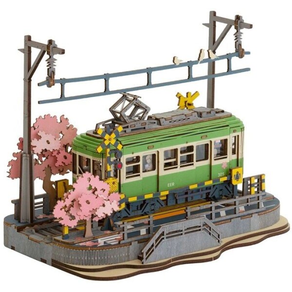 RoboTime 3D drevená skladačka Stanica so sakurami