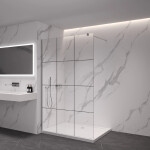 CERANO - Sprchová zástena Walk-in Onyx Round Ľ/P - 8 mm - okrúhla vzpera - chróm, industriálne sklo - 120x200 CER-8050BD224