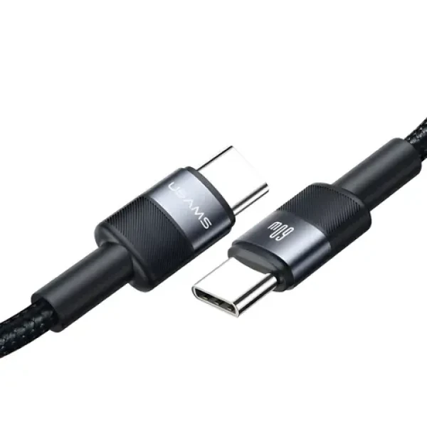 USAMS SJ724 sivá / Dátový kábel / USB-C - USB-C / 60W / 1,2 m (SJ724USBSG01)