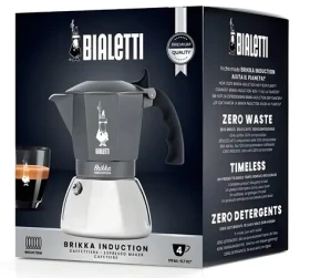 Bialetti Brikka Induction 4TZ antracitová / Moka kanvica / Indukcia / 180 ml / 4 šálky (502020352)