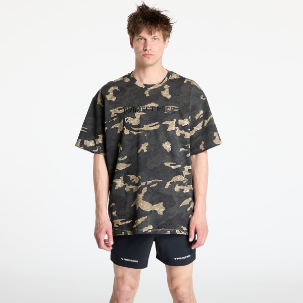 Tričko Under Armour Project Rock All Over Print T-shirt Grey/ Green M