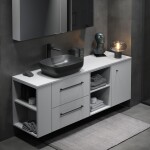 CERSANIT - Umývadlo na dosku LARGA Rectangular antracitová mat (50x38) K677-013