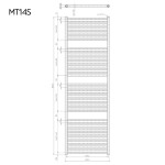 Mereo Vykurovací rebrík, rovný, 600x1850 mm, biely, stredové pripojenie MT14S