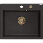 MEXEN/S MEXEN/S - Elix granitový drez 1-miska 600 x 500 mm, čierna/zlatá metalik, sifón zlatá 6525601005-75-G