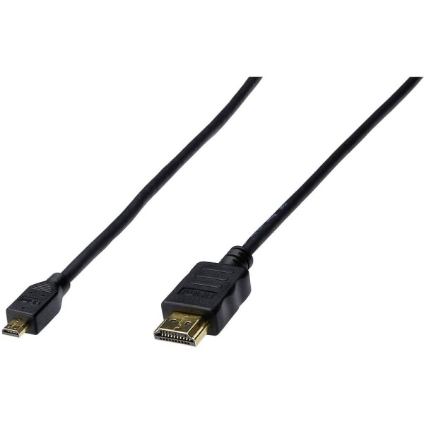 Digitus HDMI prepojovací kábel Zástrčka HDMI-A, Zástrčka HDMI Micro-D 1.00 m čierna AK-330109-010-S pozlátené kontakty HDMI kábel; AK-330109-010-S