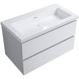CERANO - Kúpeľňová skrinka Carole - biela matná + umývadlo z lit. mramoru Ovo - biela lesklá - 100,5x53x46,5 CER-979930