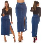 Sexy Musthave Denim Skirt with Slit denimblue