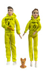 Mamido Mamido Bábiky Módny Pár so psíkom, športový pár žltá MT1192