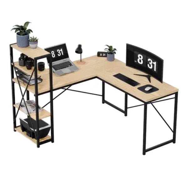 Mark Adler Leader 5.9 Craft / Pracovný rohový stôl / s policami / výška 75 cm (MA-LEADER 5.9 OAK)