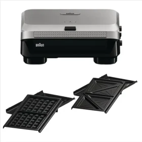Braun Snack Maker 5 SM5005 strieborná / Sendvičovač / 800 W / vyberateľné PTFE platničky (0X23100002 SM5005)