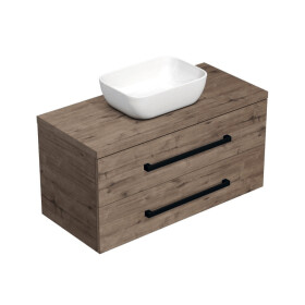 Kúpeľňová skrinka s čiernou úchytkou a krycou doskou SAT Cube Way 100x46x47, 5 cm dub Wellington mat CUBE46C1003DWSAT45 CUBE46C1003DWSAT45
