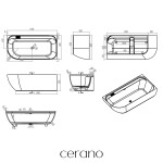 CERANO - Vaňa z liateho mramoru Valeria - voľne stojaca - asymetrická - pravá - biela matná - 170x82x55 CER-8050BD80383