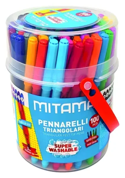 Mitama 62876 / Fixy umývateľné / 100 ks / 30 farieb / 3 mm / trojhranné (62876)