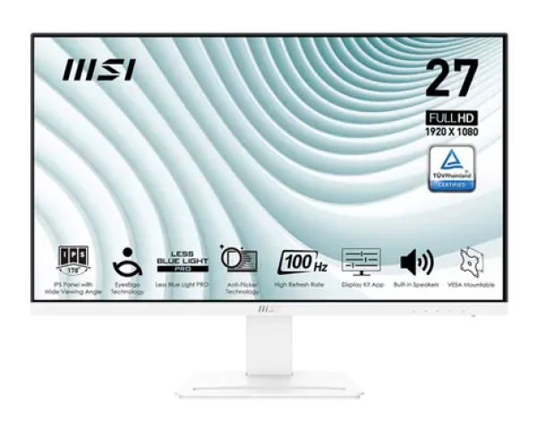 27" MSI PRE MP273AW biela / 1920 x 1080 / IPS / 16:9 / 1ms / 1000:1 / 300cd-m2 / DP+HDMI+VGA / VESA (PRO MP273AW)