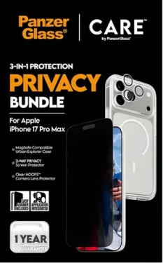 PanzerGlass Bundle 3v1 Privacy iPhone 17 Pro Max / Ochranná sada / Privacy ochrana displeja / Temperované sklo