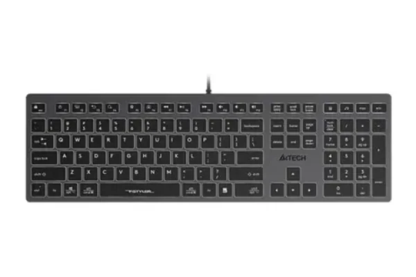 A4Tech FX60 (Biele podsvietenie) šedá / Drôtová klávesnica / membránová / USB-A / Podsvietenie / CZ layout (FX60-W-GY)