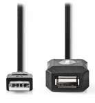 Nedis čierna / Aktívny predlžovací kábel USB 2.0 / USB-A - USB-A / 10 m (CCGL60EXTBK100)