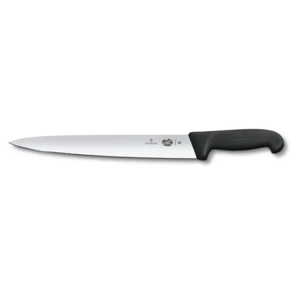 VICTORINOX Fibrox 30 cm čierny / Plátkovací nôž / Nerezová oceľ / Hladké ostrie / Široká čepeľ (5.4503.30)