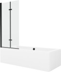 MEXEN/S - Cube obdĺžniková vaňa 170 x 80 cm s panelom + vaňová zástena 80, transparent, čierna 550517080X9208027000