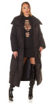 Sexy Fashionista Extra Long Winterjacke mit Gürtel black