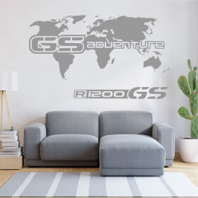Veselá Stena Samolepka GS Adventure Mapa Farba: šedá, Veľkosť: 60 x 35 cm