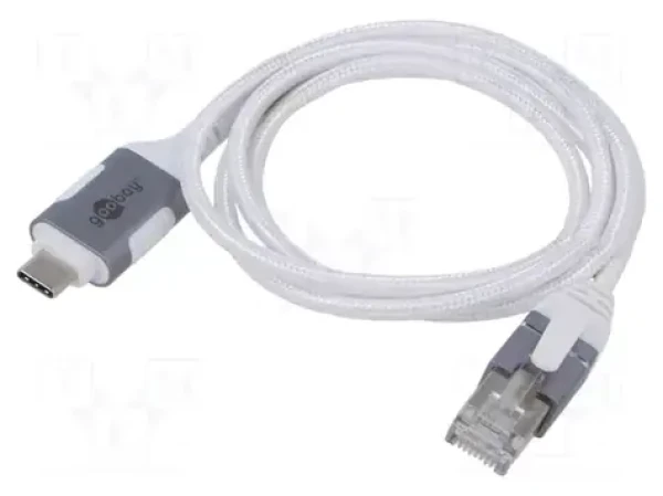 Goobay 74385 biela / Káblový adaptér USB-C - RJ-45 / USB 3.2 Gen 2 / 1 Gbit/s / 1 m (74385)