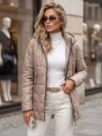 Dámska prešívaná bunda s odnímateľnou kapucňou, béžová, FashionStreet TY5793 M