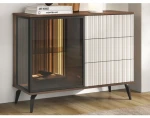 Komoda s presklením Vici 103 cm, orech/kašmírovo béžová, s osvetlením%